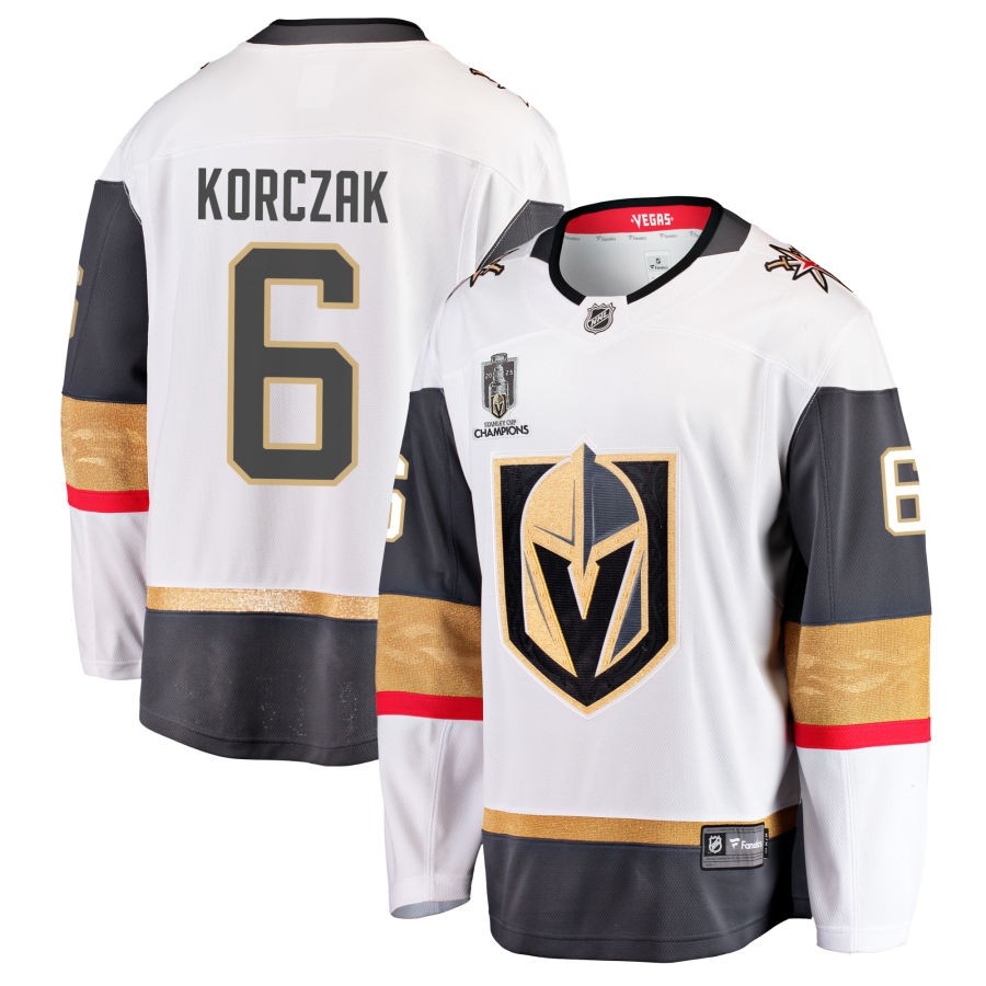 Kaedan Korczak  Vegas Golden Knights Fanatics Branded 2023 Stanley Cup Champions Away Breakaway Jersey - White